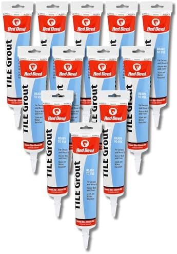 Red Devil 0425 Pre-Mixed Tile Grout Squeeze Tube, 5.5 oz, White, 12 Pack