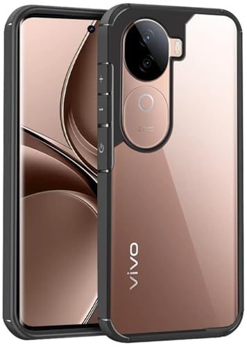 Image of SHINESTAR Ultra Slim Clear Back Cover for Vivo V40e / iQOO Z9s 5G, Transparent Hybrid Hard Shell Plastic & Soft Silicone Rubber Bumper, Non-Yellow Acrylic Protective Cover - Black