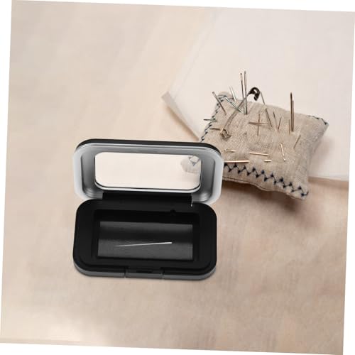 CIMAXIC Suction Box Magnetic Needle Case Magnetic Needle Holder Embroidery Needles Sewing Needle Holder Cross Stitch Pin Holder Tin Boxes with Lids Needle Bag Sewing Supplies Plastic Black - Thumbnail 2
