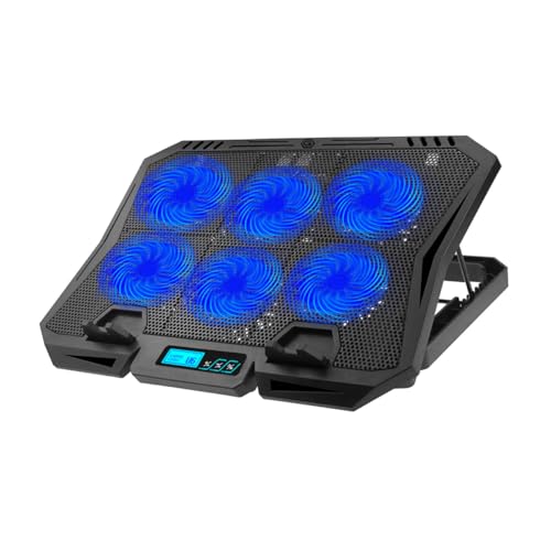 Base enfriadora portátil con 6 ventiladores y LED azul miniatura 1