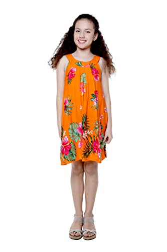 Girl Hawaiian Tank Round Neck Dress in Pretty Tropical