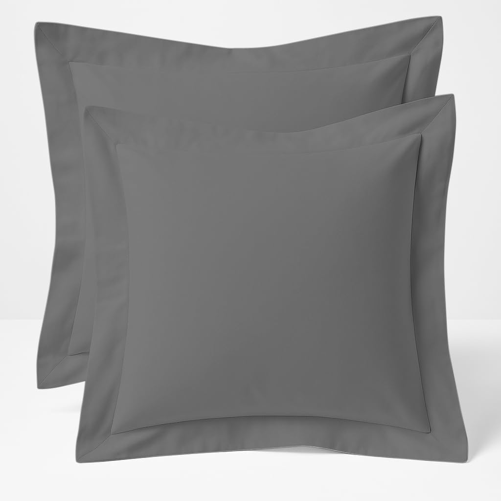 Comfort Beddings Premium Quality Pillowcases 100% Cotton Blend Square Pillow Cases Pack of 2 - Grey (Continental/Square Size 60 x 60 CM)
