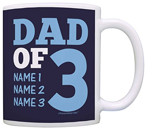 Personalized Fathers Day Mug Dad Of 3 Add Children's Names Custom Mug 11Oz Ceramic Coffee Mug Blue #TOP14
