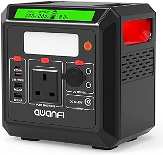 Portable Power Station 500W, AWANFI 518.4Wh Solar Generator with 230V Pure Sine Wave AC Outlets, 12V Regulated DC, USB PD Output, Battery Power Generator for Camping Home Blackout RV