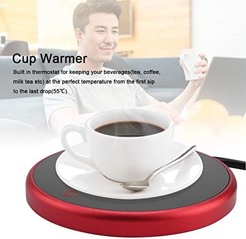Electric Coffee Mug Warmer, with Touch Screen Switch, 220-240V Electric Cup Warmer Pad for Office Home Coffee, Milk, Tea, Water(UK Plug-Red)