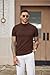 COOFANDY Men's Mock Turtleneck Short Sleeve Pullover Sweater Solid Color Knitted Mock Neck Shirts Slim Fit Basic Casual Dress Sweater Brown Medium