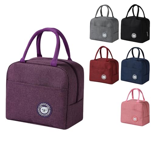 GoodTool Insulated Lunch Bag with Handles Leakproof & Thermal Food Tote Bag for School Office Picnic - Waterproof & Easy Clean Lunch Box Bag (Purple)