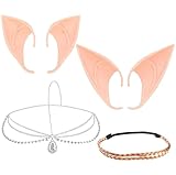 Juego de orejas de elfo, 2 pares de orejas de elfo, con 2 diademas, diadema, disfraz de elfo, orejas de elfo, orejas de hada de látex, para Halloween, carnaval, cosplay, fiesta