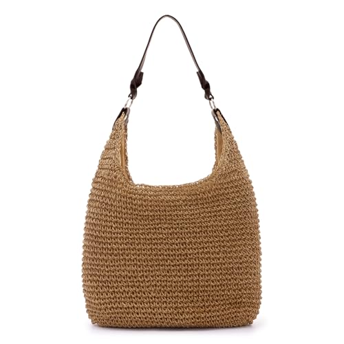 Bolsa de paja grande para mujer, tejido a mano para playa miniatura 1