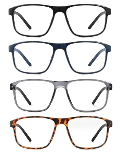 JM Lunette Loupe Homme avec CharnièRes à Ressort, Rectangulaire Classique Lunette de Lecture Anti Lumiere Bleue 4 Paquets +1.5 – vue 7