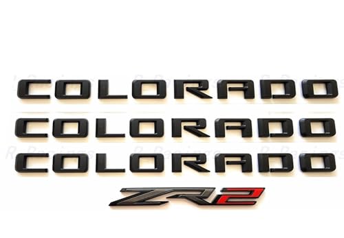 Image of 4X 2021 +Colorado ZR2 Emblems Badge 3D Door Tailgate Nameplate Logo Decal Replacement for Colorado (Gloss Black)