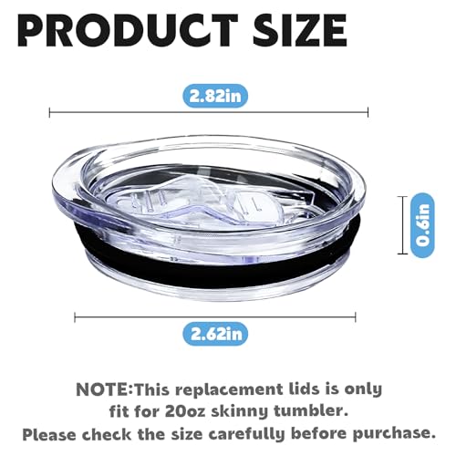 20oz Skinny Tumbler Replacement Lids 2 Pack,Spill Proof Splash Resistant Silicone Sliding Covers,Straw Friendly, BPA Free