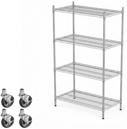 APLSS NSF 4-Tier Chrome Storage Shelves, 18"x36"x63", Moist&Dry Enviroments, Commercial Heavy Duty Steel Wire Shelving Unit with Wheels, Walk-in Cooler&Freezer Dishroom Kitchen image 3