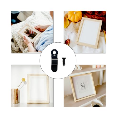100 Pieces Metal Picture Frame Turn Buttons Fasteners with 100 Pieces Screws, Turn Button Fasteners Photo Frame Hardware, Black Turn Buttons for Picture Frames