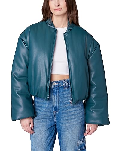 [BLANKNYC] womens Vegan Leather Cropped Bomber