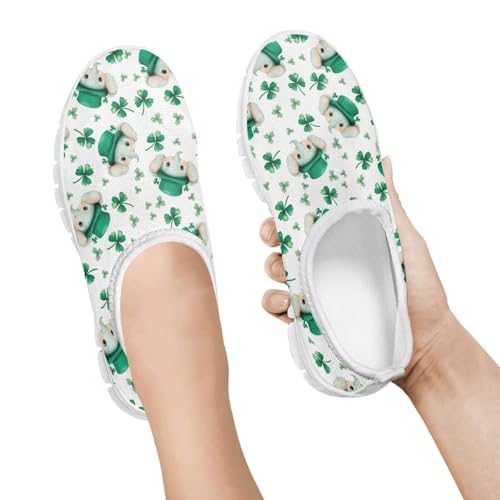Kids St. Patrick's Day Shoes Cute Breathable Running Sneakers Boys Girls Fashion Slip On Casual Walking Shoe for Athletic US 11-15 White Sole3