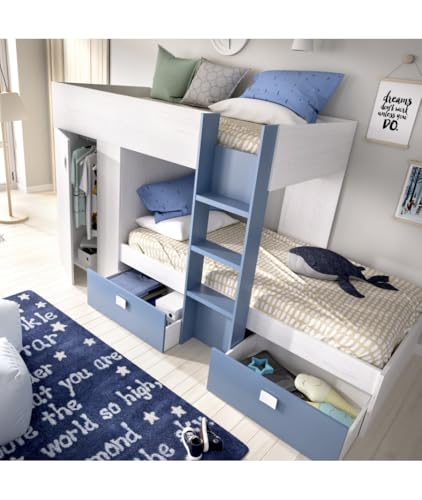 Befara Cama Tren con Armario Colin - Artic/Aguamarina