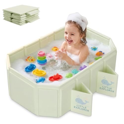 Baignoire Bébé Pliable et Portable 0–6 Ans, Baignoire Enfant Rétractable pour Douche et...