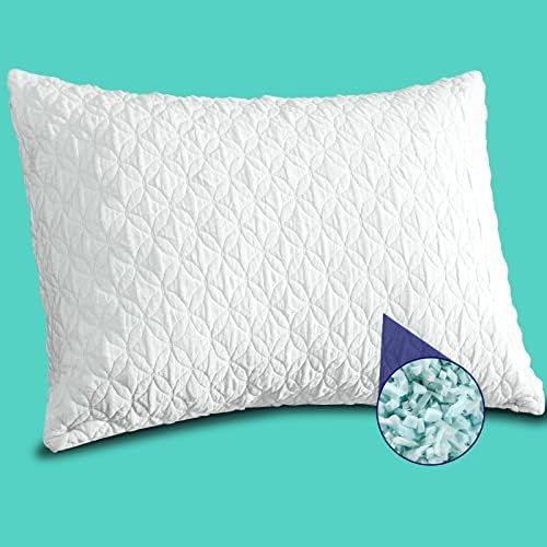 AiAngu Shredded Memory Foam Bed Pillow for Sleeping Cooling Pillows for Back, Stomach and Side Sleeper with Adjustable Loft Pillow - Hypoallergenic Machine-Washable-King