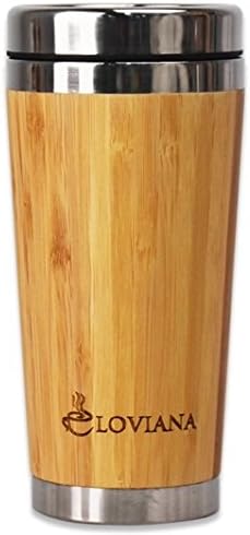 LOVIANA Bamboo Travel Coffee Mug, Travel Tumbler with Airtight Quick Seal Lid, Eco-friendly & BPA Free, Stainless Steel Double Wall Insulated Coffee Cup BAMBOO , 16oz