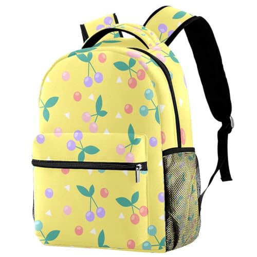 Sac à dos d'école cerise colorée pour fille et ado, grand sac de voyage décontracté 40cm