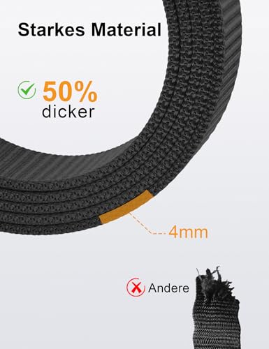 JUKMO Automatik Gürtel Herren, Nylon 3,8cm Ratsche Gürtel (Schwarz, M-für Taille 91cm-105cm (Länge 125cm))