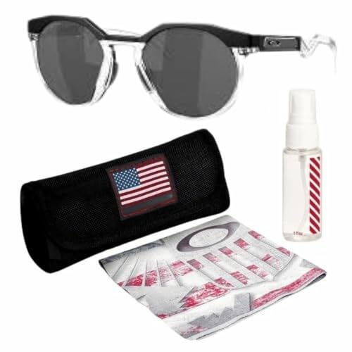 Image of Oakley HSTN OO9242 Round Shape Sunglasses With Official Eyewear Kit, Matte Black Frame | Prizm Black Polarized Lens, One Size