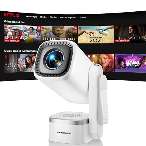 KOSCHEAL �v���W�F�N�^�[ �ƒ�p �����^ �y2026�N�V�^ �œ_��������`�␳�zAndroid TV 14.0���� ����Hi-Fi�X�s�[�J�[ 350�C���`���� 4K�Ή� �Z�������e ���P�x Wi-Fi6 Bluetooth5.4 270°��] H