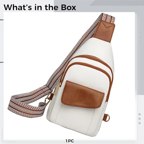 Machify Biała torba na klatkę piersiową ze skóry PU dla kobiet, lekka torba crossbody, torba na ramię na co dzień do podróży, pracy i na co dzień
