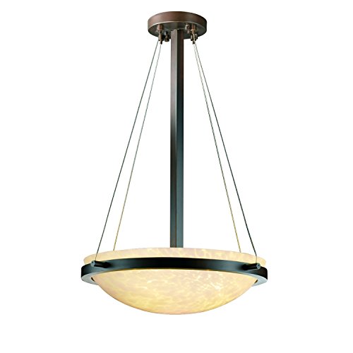 Get Special Price Justice Design Group Lighting FSN969135DROPDBRZ FusionCollection 18-Inch Round Pendant Bowl with Ring