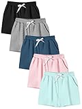 KIDDORY Girls Athletic Shorts Cotton Biker Shorts with Pockets for Kids Soccer Volleyball Active Gym (US, Age, 12 Years, 14 Years, 5, Black, Linen Gray, Light Navy Blue, Light Pink, Powder Blue)