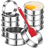 12Pack English Muffin Rings 3.15 Inch Crumpet Rings Stainless Steel Double Rolled Tart Rings, Round Metal Cooking Pastry Ring Molds for baking