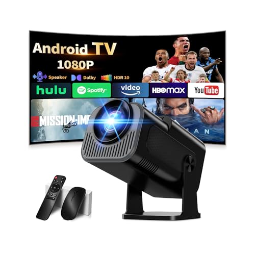 [App integrata & 2026 Upgraded] Proiettore 1080P 4K con WiFi 6 Bluetooth 5.2 Mini Proiettore Portatile Supporta Rotativo a 270°Auto Keystone Projector TV Stick/USB/HDMI/PC con Cavo HDMI & Mouse,Nero