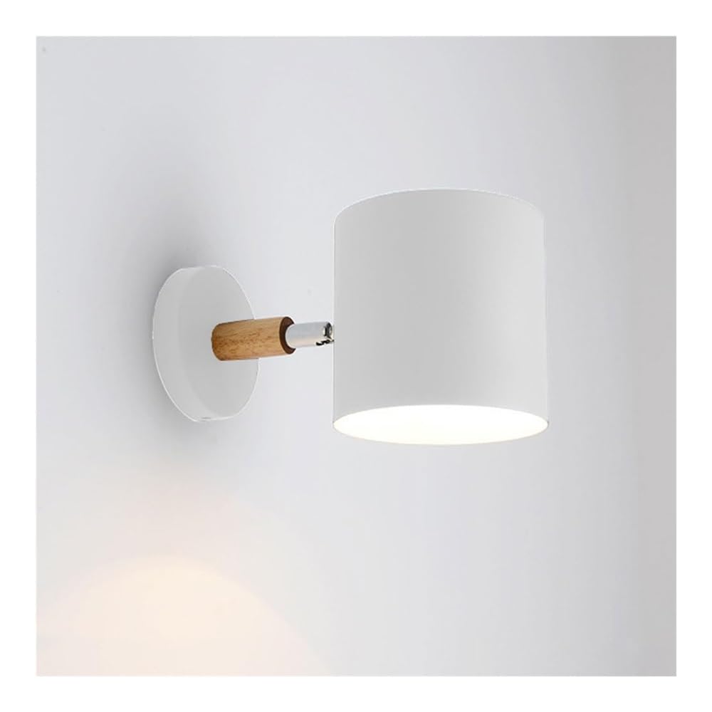 Lámpara de pared moderna con foco cilíndrico orientable y madera para pasillo 3