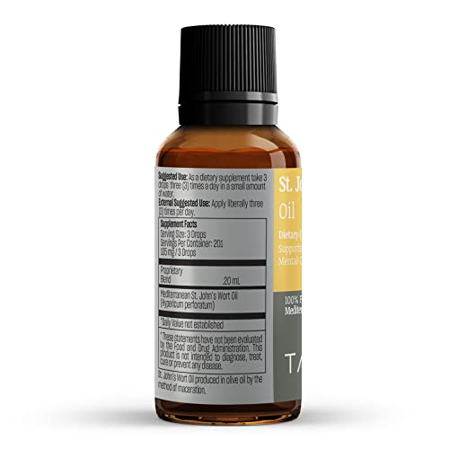 Talya St. John's Wort Oil 20 Ml - Hypericum Perforatum - Macerated Extraction - Positive Mood And Emotional Balance - Dietary Supplement - For Intensive Care Face, Body, Skin, Hair, Massage #TOP1