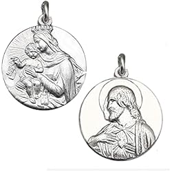 Medalla De La Virgen Del Carmen Escapulario virgen del Carmen - Medalla del Carmen- medalla de plata religiosa- Comunión-Sagrado Corazón