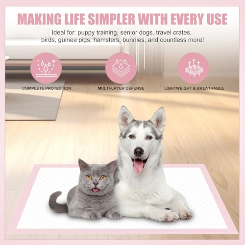 Image of 50 Pcs Disposable Changing Pads, 24 x 18 Inch, Pink, Small | Disposable Puppy Pads, Puppy Training Pads, Super Absorbent Potty Pads, Leak Proof Pet Training Pads for Puppies Cats Rabbits