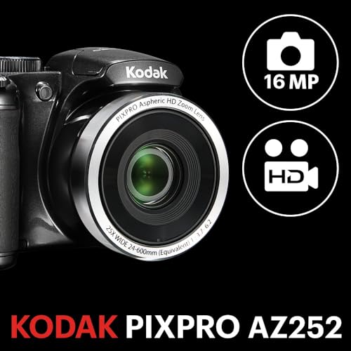 Kodak PIXPRO AZ252 Point & Shoot Digital Camera with 3” LCD, Black