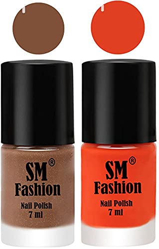 Image of Long Lasting Nail Polish | Nail Paint Combo 7 ml Each) - Set of 2 Tan-Reddish Orange