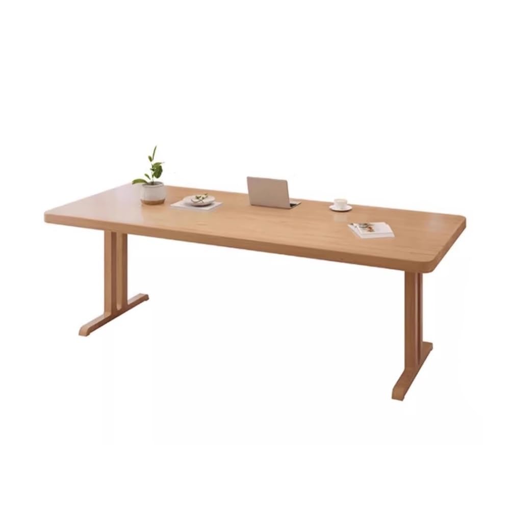 IUokLU Computer Desk Simple Wooden Writing Desk Rectangle Dining Table, Modern PC Laptop Workbench with Solid Wood Legs (140cm)