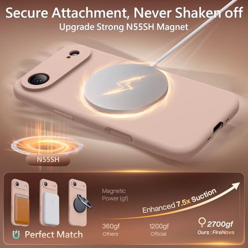 Image of FireNova Magnetic for iPhone Air Case, Compatible with MagSafe, [Integrated Silicone Camera Control Button] [Camera Protection] Microfiber Lining Phone Case for iPhone 17 Air, 6.5 inch, Pinksand