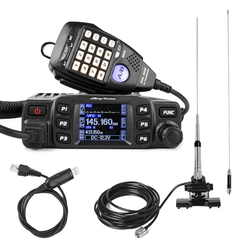 Anytone AT-778UV Amateur Mobile Radio with Car Antenna 38 in 2 Way Radios Long Range 25 Miles Ham Radio Base Station Starter Kit Ideal for Beginners Outdoor Activities