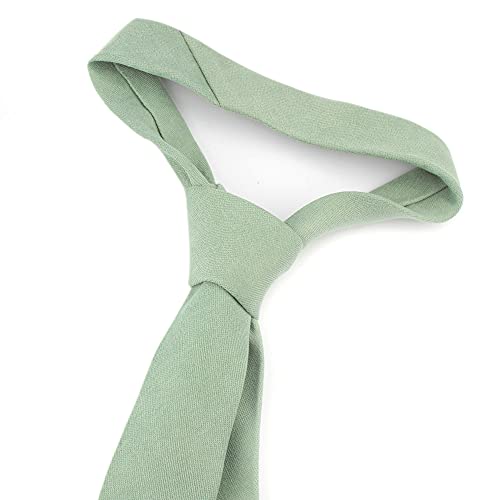 Image of Elfeves Men's Skinny Solid Color Tie Causal Cotton Linen Narrow Slim cut Necktie