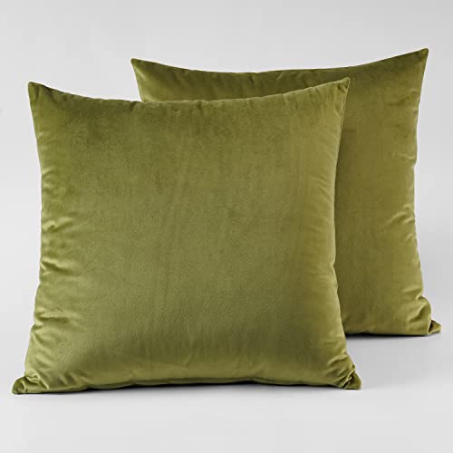 Image of HPD Half Price Drapes Cushion Cover 18 x 18 Heritage Plush Velvet - VPYC-161224-CC18PR - Pair, Retro Green