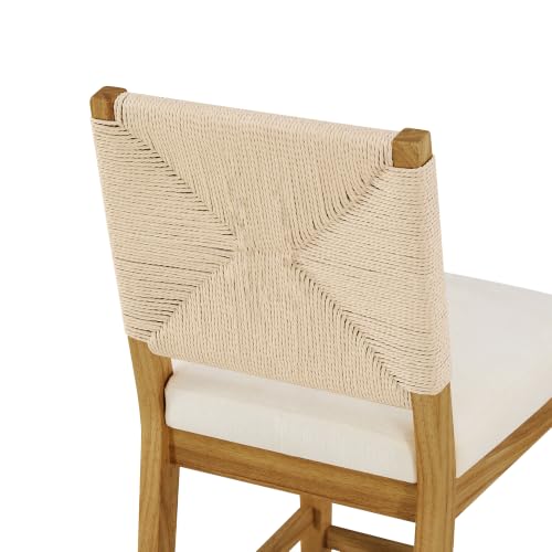 Boho Woven Barstools, 26'' Counter Height Bar Stools, Set of 2, Natural by KISLOT - Used condition - Image 4