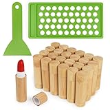 Starry 24 Pcs 5g Bamboo Empty Lip Balm Tubes with Filling Tray & Spatula Leak Free DIY Natural Lip Balm Making Kit