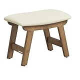 SONGMICS Foot Stool Ottoman, Padded Foot Rest Under Desk with Solid Wood Frame, Removable Cover, for Living Room, 9.8 x 15.4 x 11.8 Inches, Summer Sand and Brown ULSF052LF01