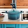 Crock-Pot Artisan 3-Quart Round Enameled Cast Iron Dutch Oven Gradient Teal, Durable Heavy-Duty Cookware for Slow Cooking, Roasting, Baking with Lid