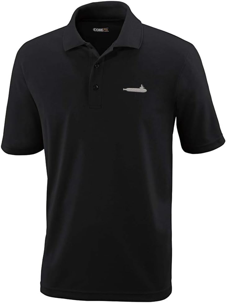 Speedy Pros Polo Performance Shirt Whole Submarine Embroidery Design Polyester Golf Shirt for Men Black X Large Design Only