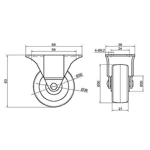 Roue en caoutchouc rigide anti-vibration pour support de machine - 3